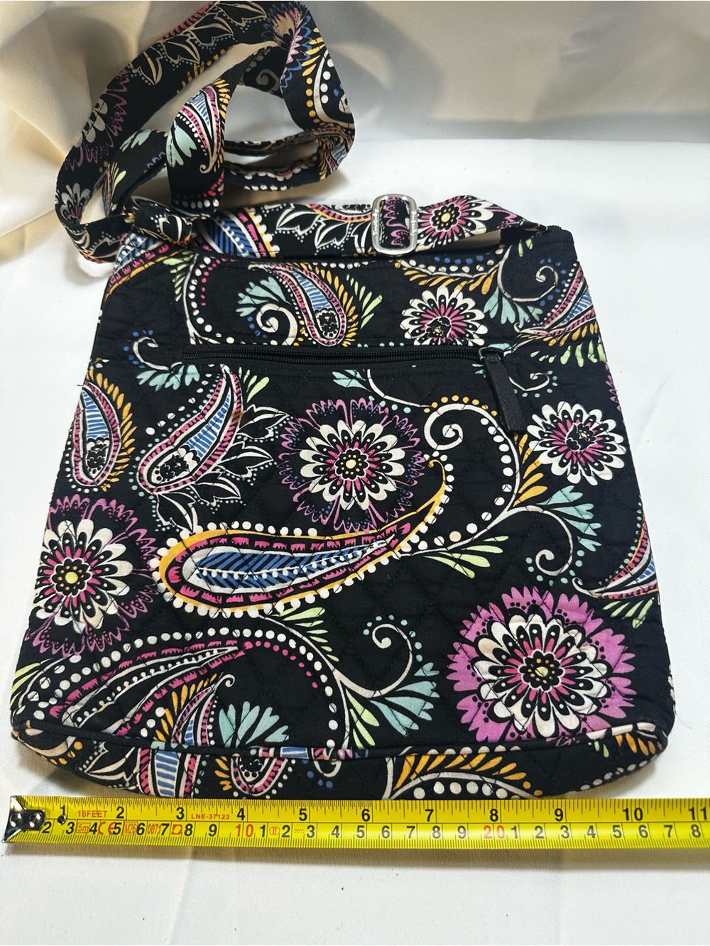 D5. Vera Bradley Black Multicolor Paisley Print Crossbody Bag,adjustable strap